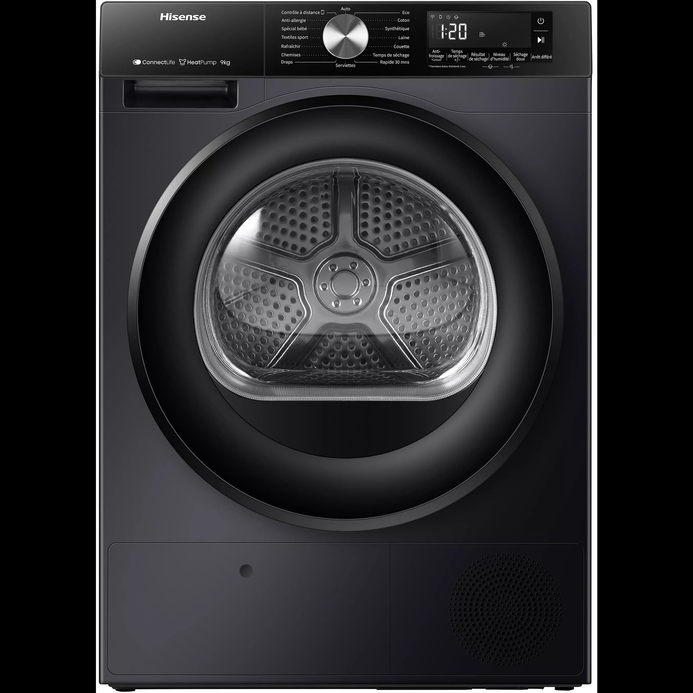 Sèche linge Hisense 9kg pompe à chaleur Wi-Fi gris DH3S902BBCC
