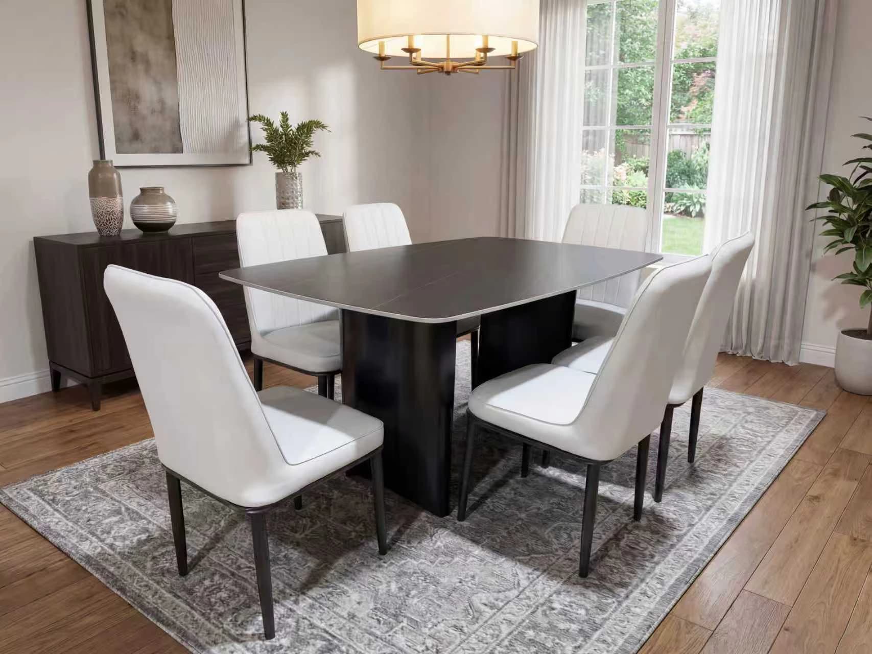 Table à manger 6places 160X90 noir gris à