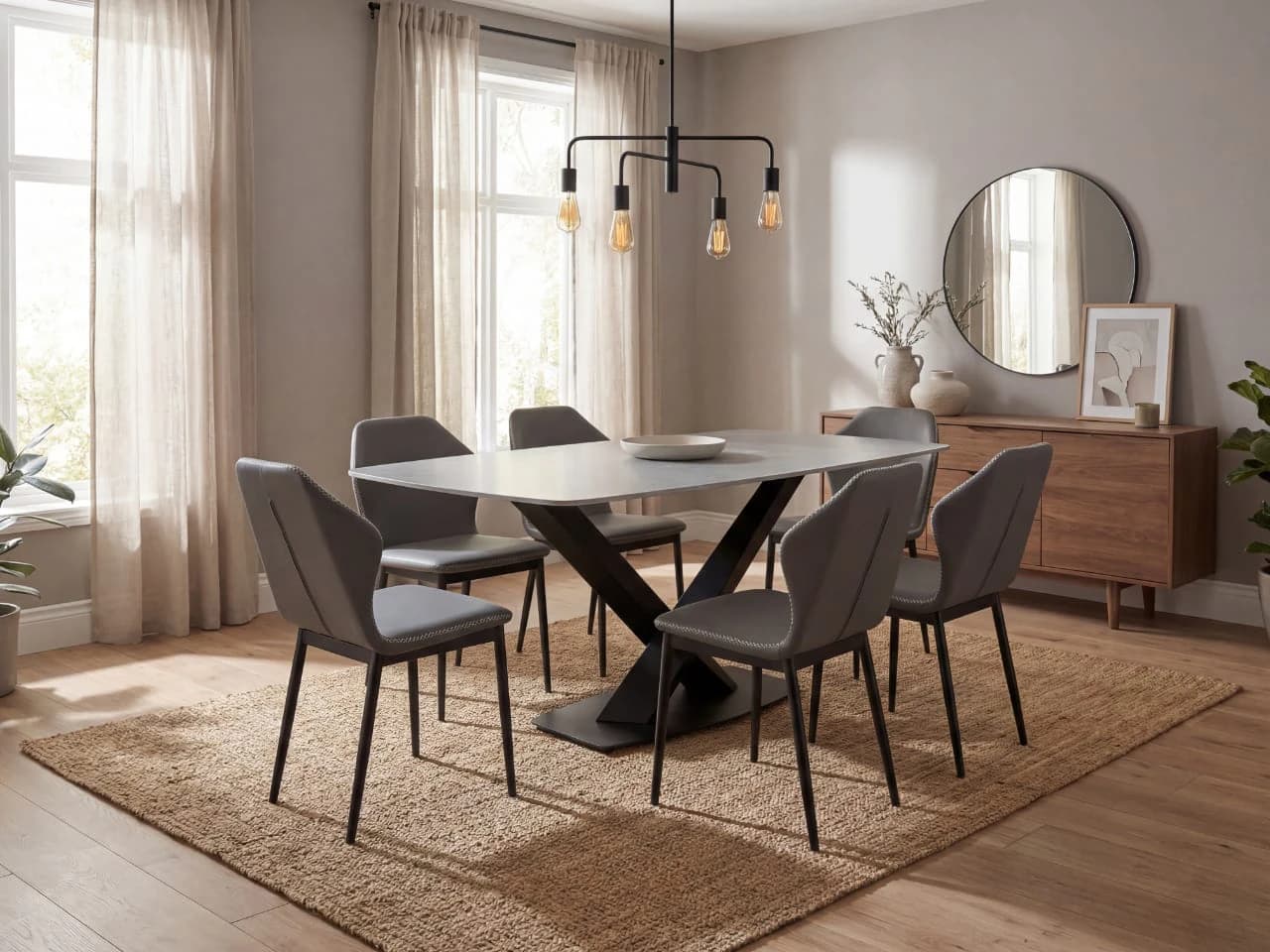 Table à manger 6places 160X90 gris b