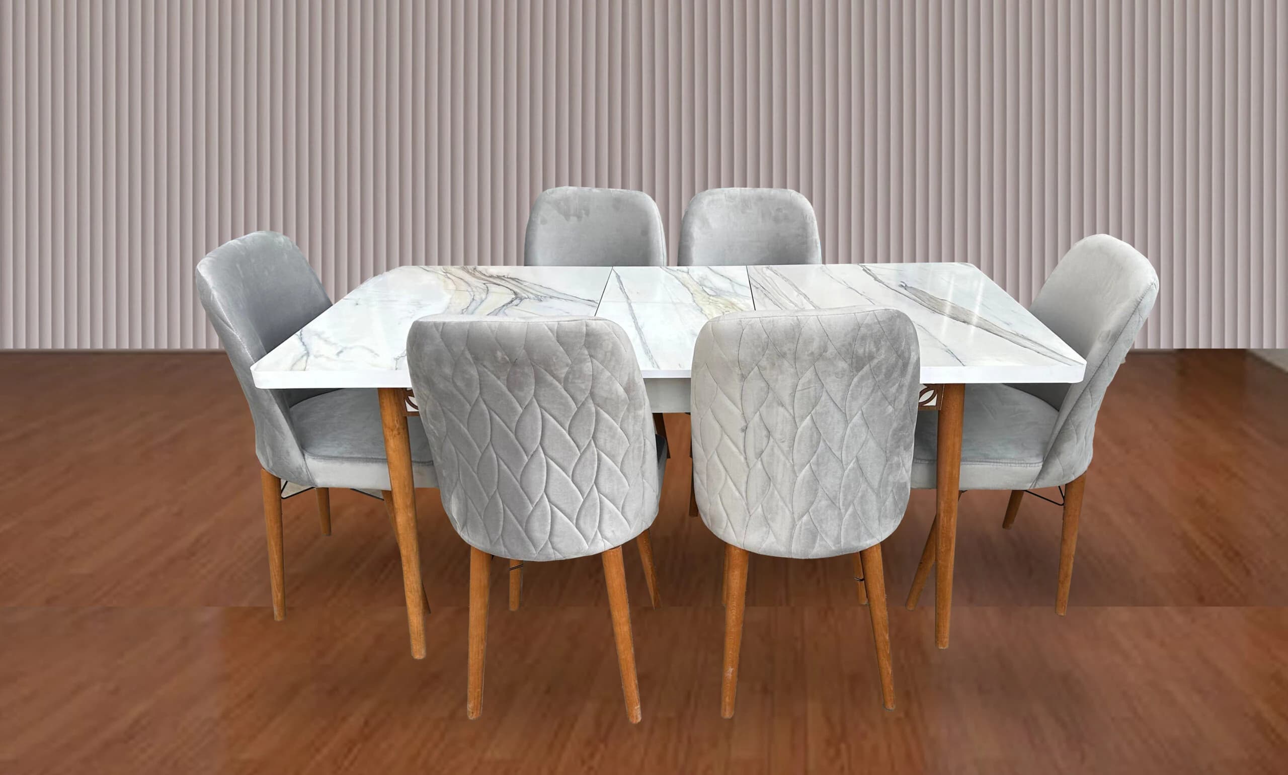 Table à manger 6places extensible 80X130/80X170 bois blanc gris B30