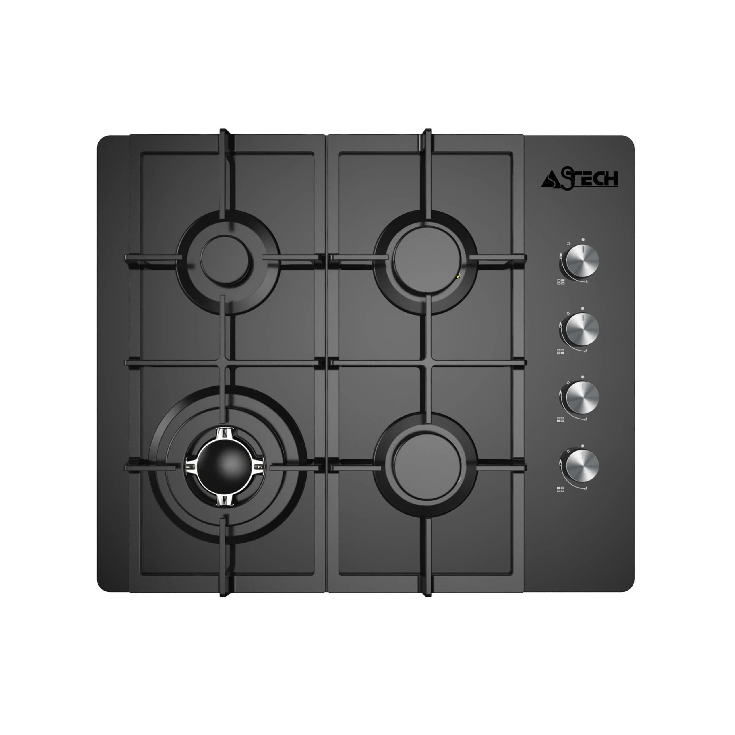 Plaque encastrable Astech 4feux 60X60 à gaz noir PL67GZ60NOMA