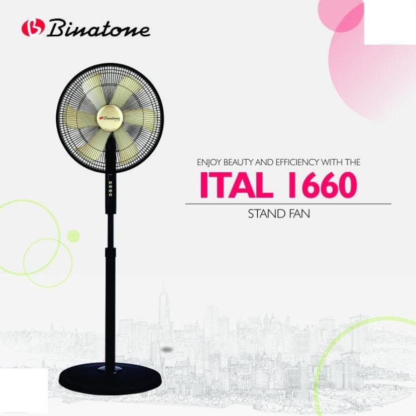 Ventilateur Binatone 16 » sur pied noir doré ITAL1660